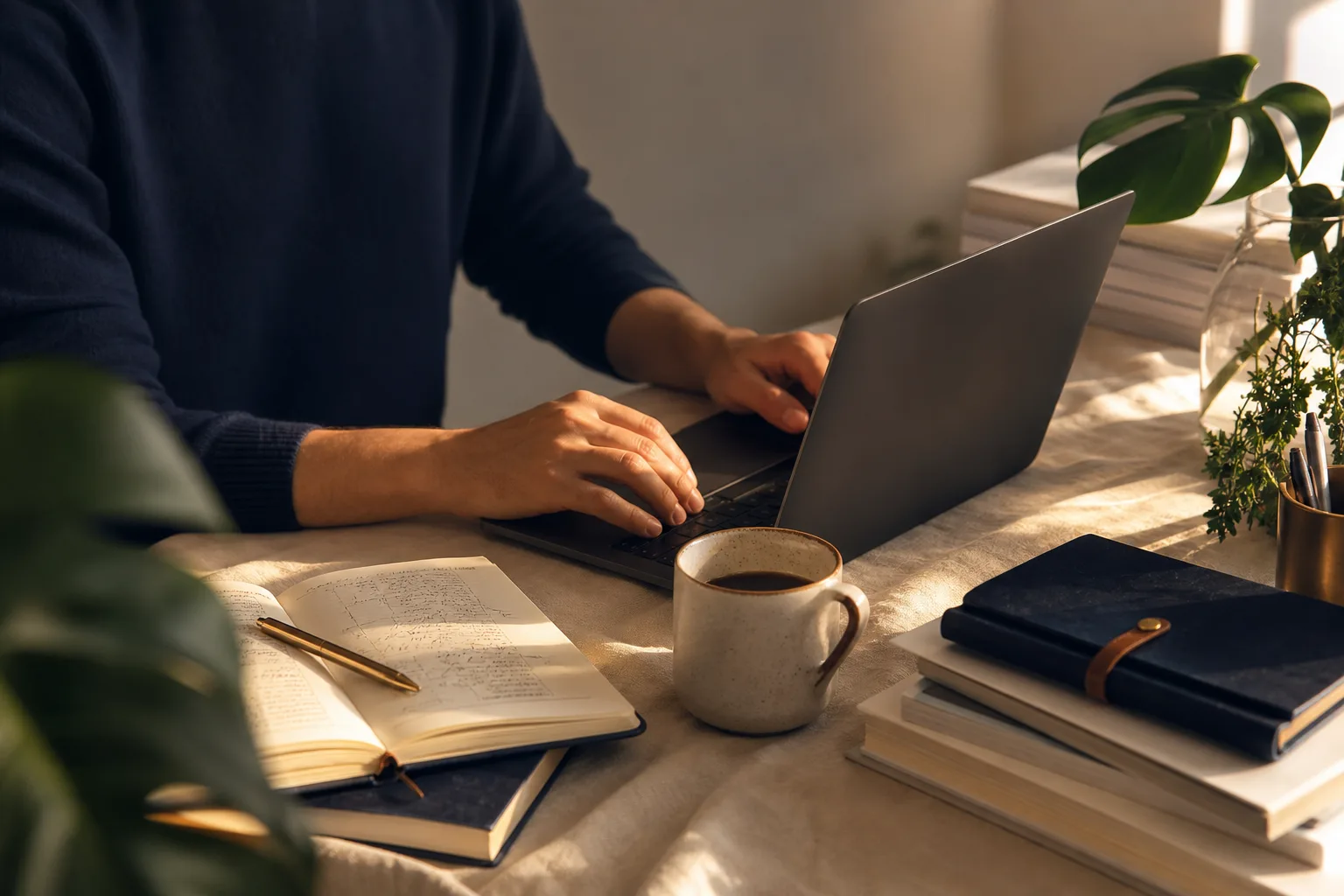 Workspace twórcy cyfrowego ilustrujący temat: ai do nauki