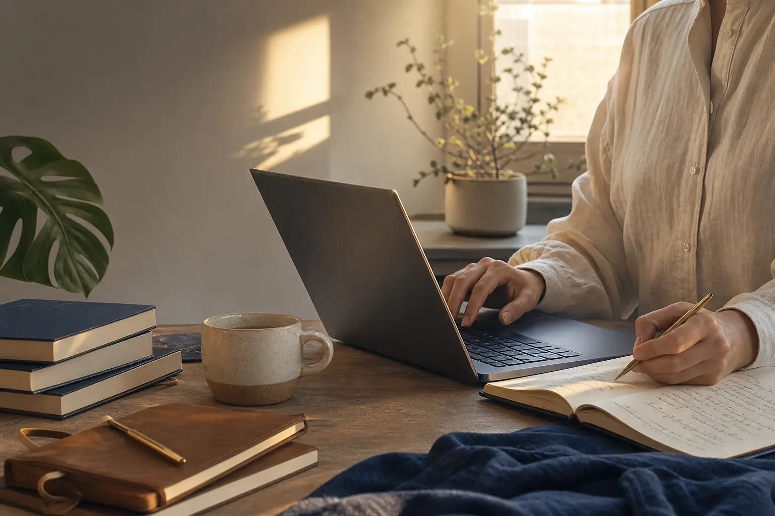 Workspace twórcy cyfrowego ilustrujący temat: ai do obsługi maili