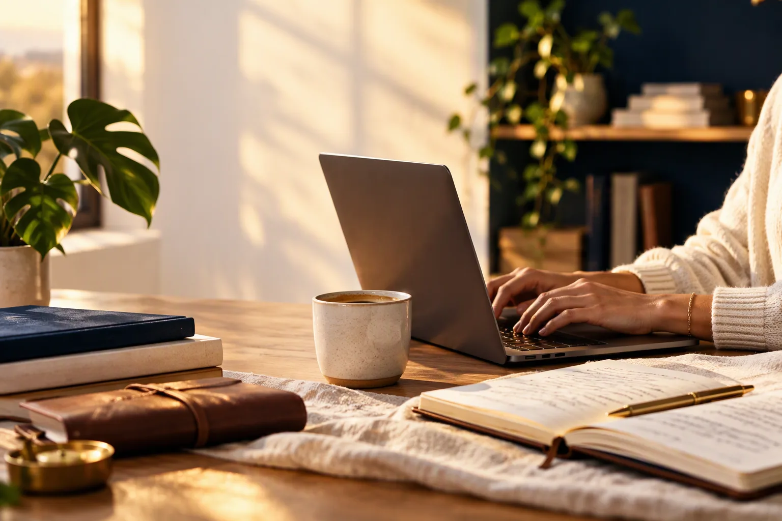Workspace twórcy cyfrowego ilustrujący temat: ai w biznesie