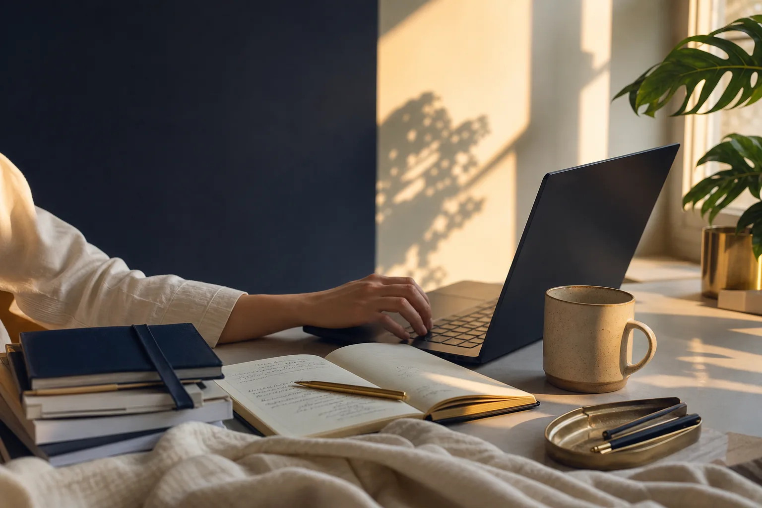 Workspace twórcy cyfrowego ilustrujący temat: ai w marketingu