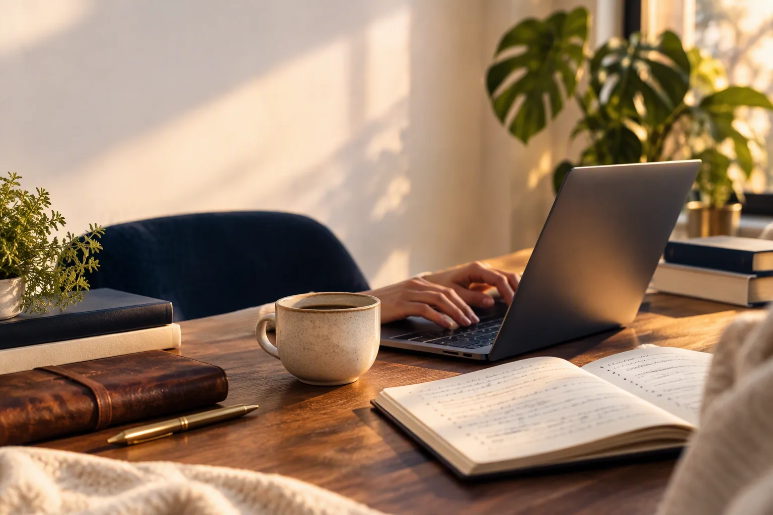 Workspace twórcy cyfrowego ilustrujący temat: transkrypcja ai