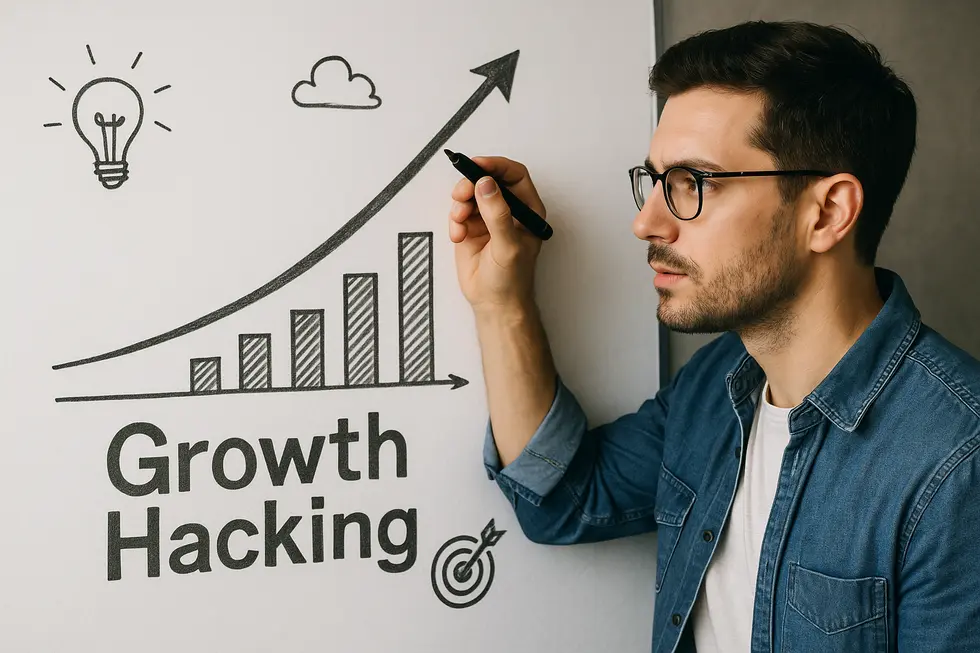 Zespół marketerów opracowujący fundamenty strategii growth hackingu.