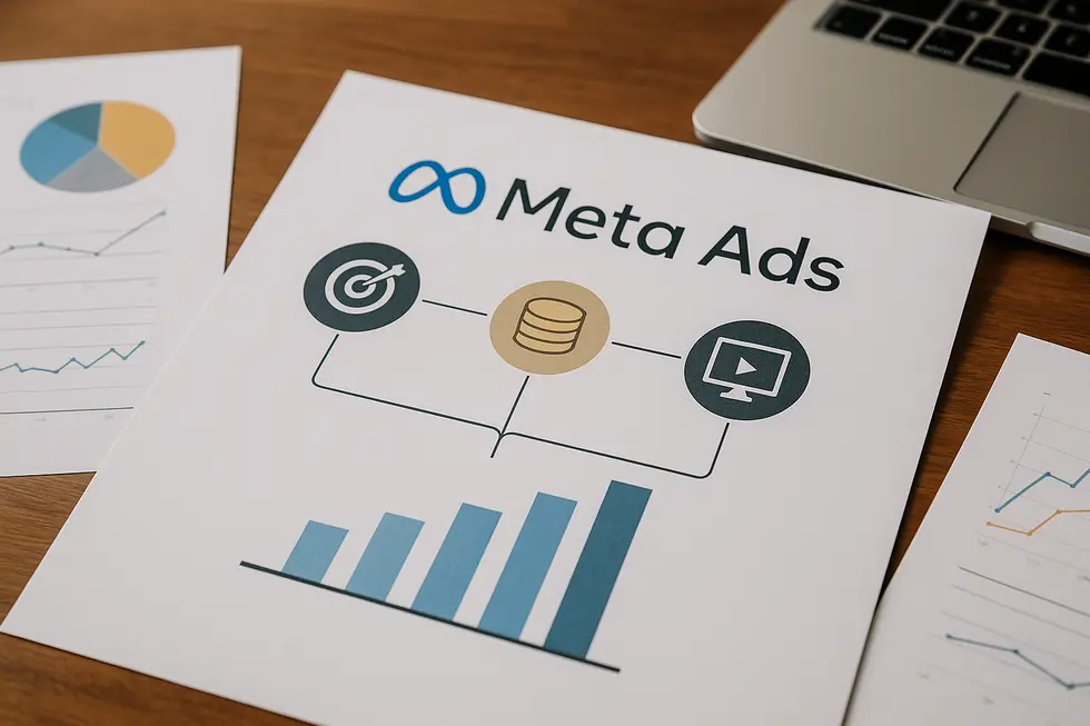 Podstawowe elementy systemu Meta Ads: cele, budżet i mechanizmy.