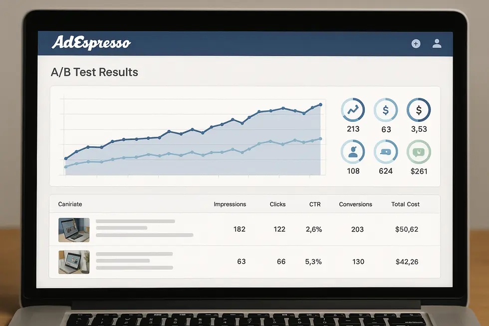 Meta Ads Manager interface showing campaign performance.