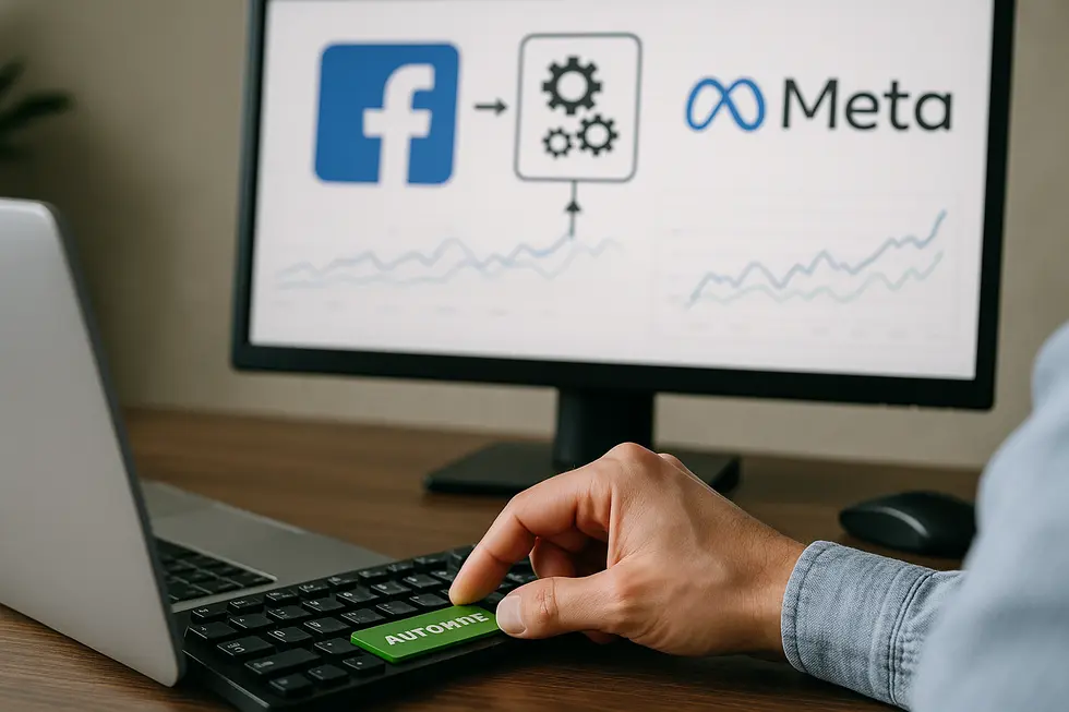 Wizualizacja cyklu kampanii Facebook Ads z uwzględnieniem fazy uczenia się algorytmu.