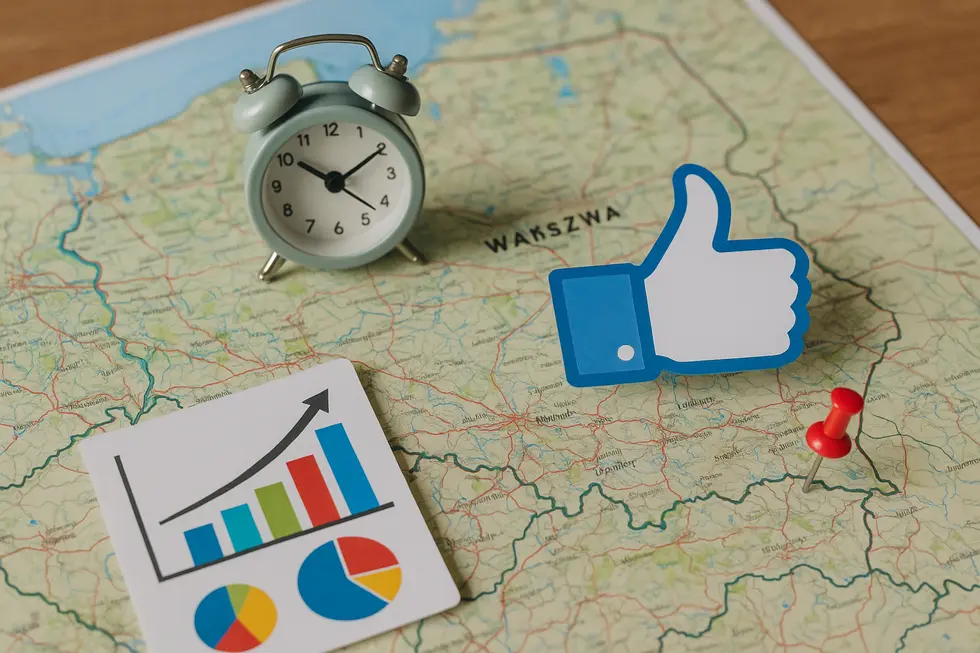 Interfejs Facebook Ads Manager pokazujący opcje daypartingu na wykresie.