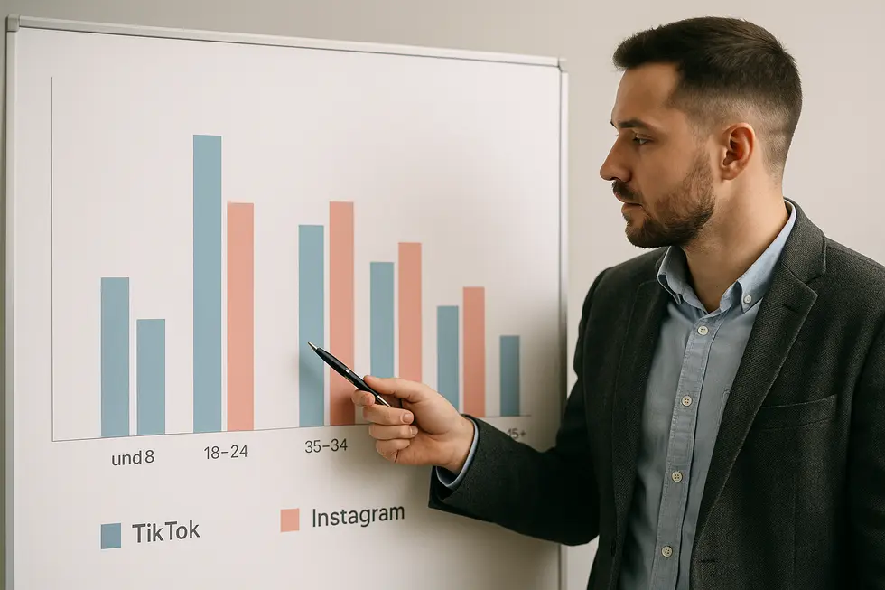 Zestawienie demografii użytkowników TikTok i Instagram w 2025 roku.