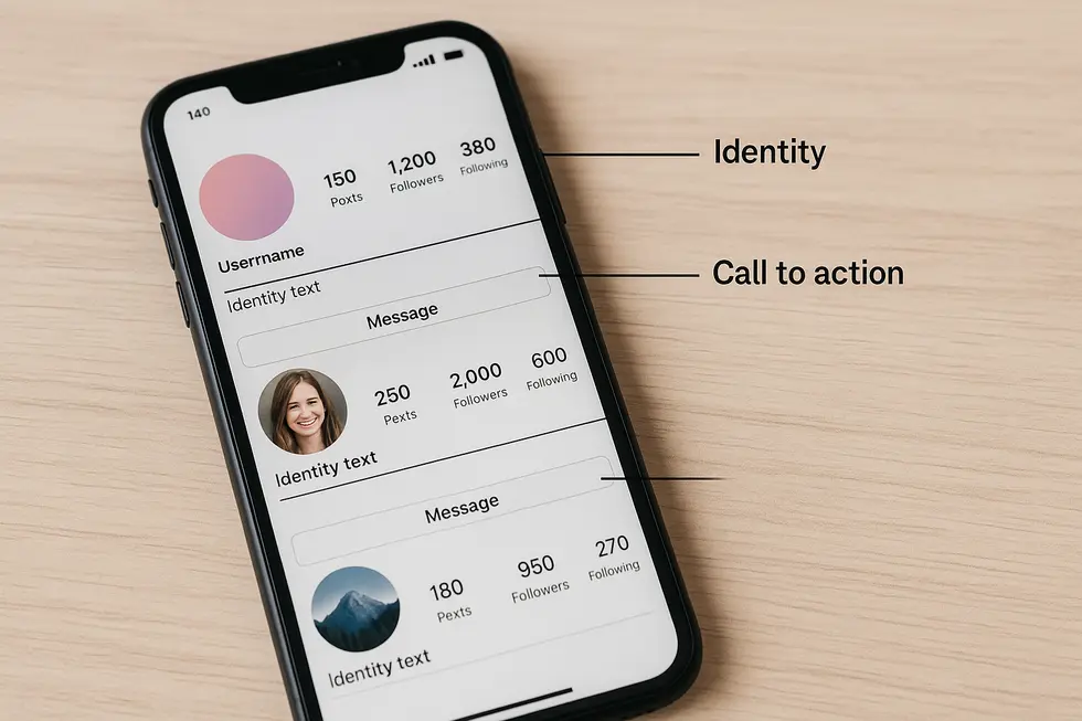 Przykłady skutecznych bio na Instagramie uwzględniające kluczowe elementy.
