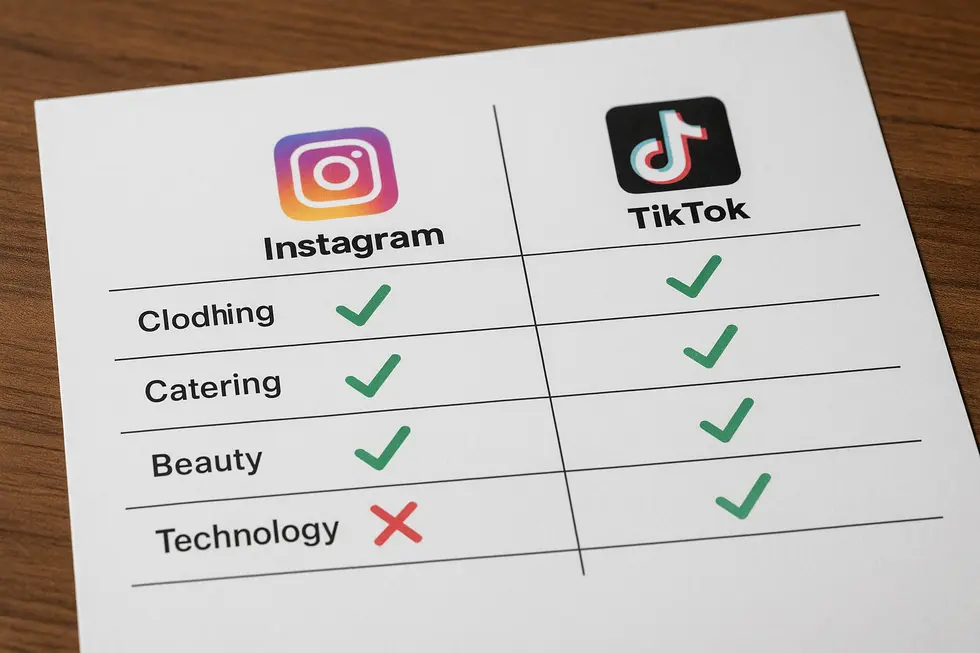 Zestawienie demografii użytkowników TikTok i Instagram w 2025 roku.